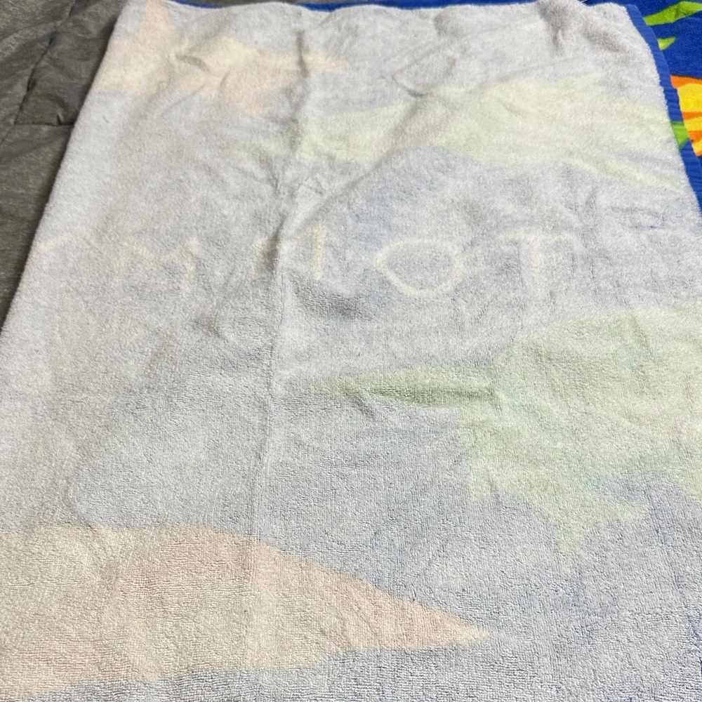 Tommy Hilfiger Blue Towel with Colorful Orange & Green Sharks 34”x 66”